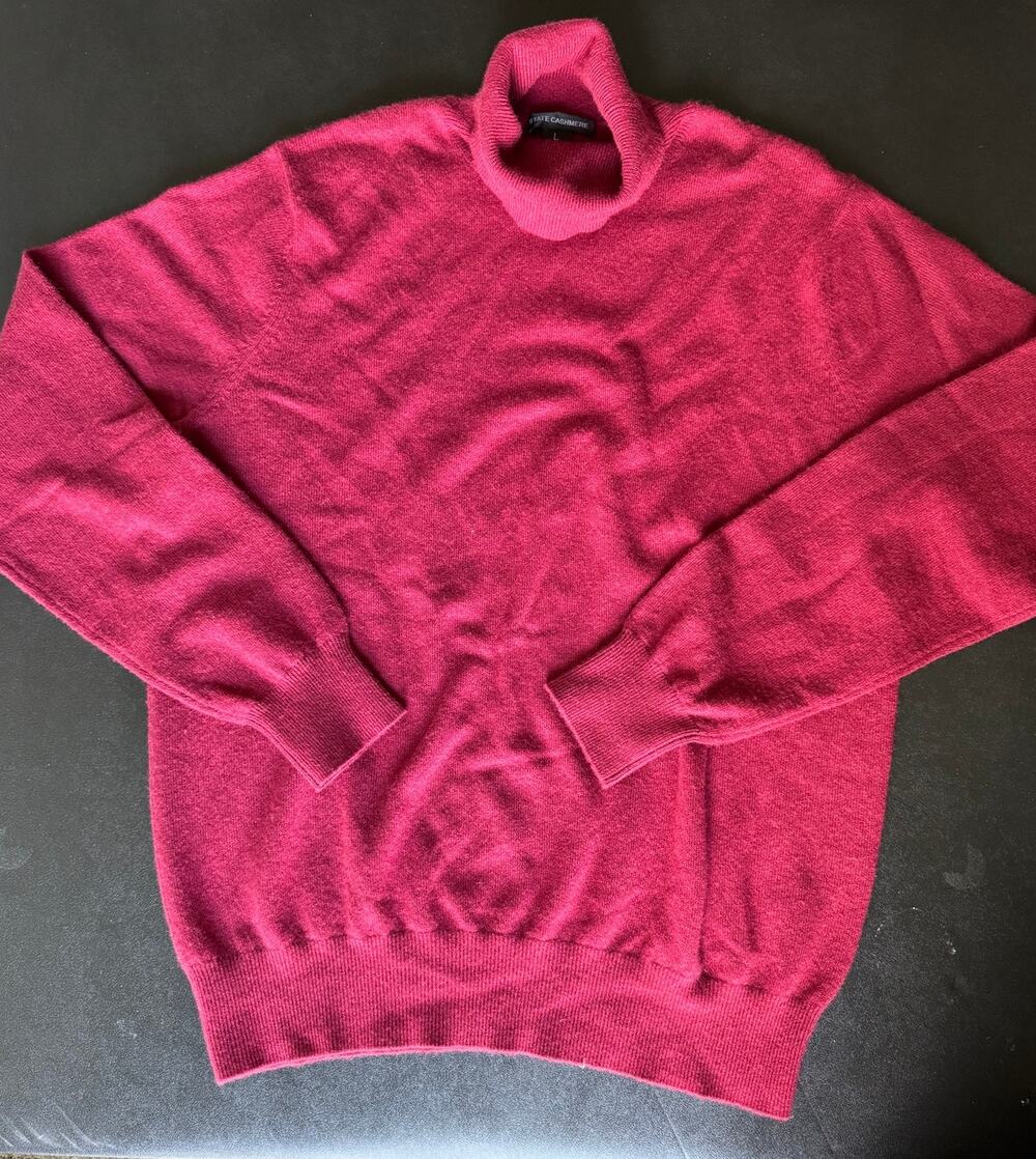 State Cashmere Women's 100% Cashmere Red Turtleneck Sweater Size Large Academia